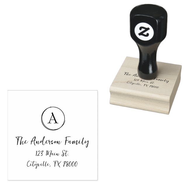 Personalized Monogram Return Address Rubber Stamp (Stamped)