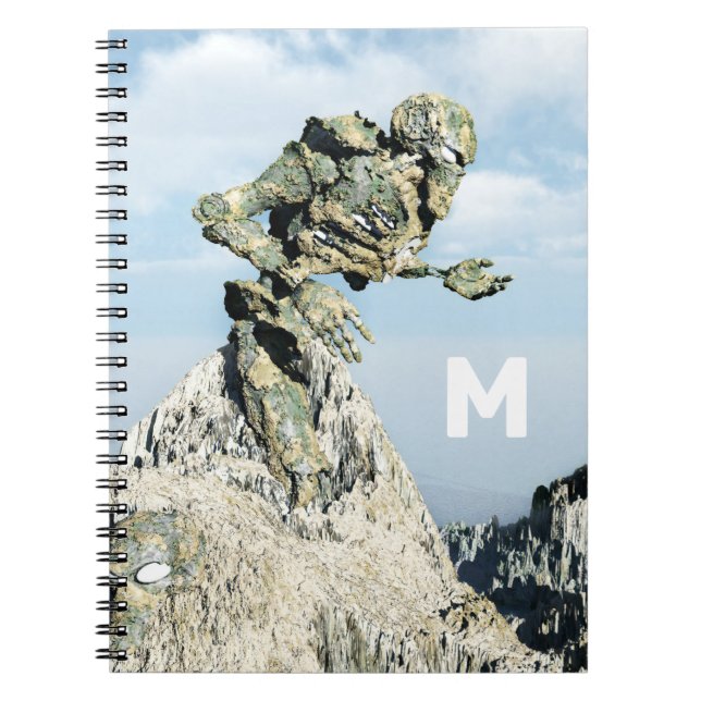 Personalized monogram. Robot fossil Notebook (Front)