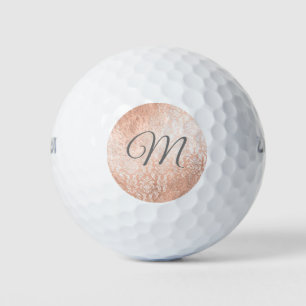 Personalized Monogram Rose Gold Damask Golf Balls