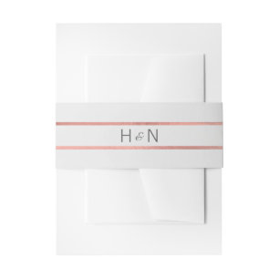 Personalized Monogram Rose Gold Foil Grey Wedding Invitation Belly Band