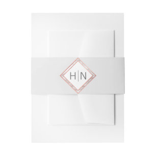 Personalized Monogram Rose Gold Marble Wedding Invitation Belly Band