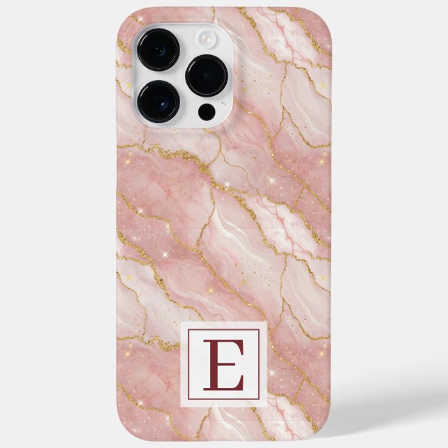 Personalized Monogram Rose Quartz Gold Case-Mate iPhone Case (Back)