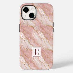 Personalized Monogram Rose Quartz Gold Case-Mate iPhone 14 Case