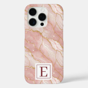 Personalized Monogram Rose Quartz Gold iPhone 16 Pro Case