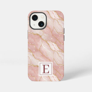 Personalized Monogram Rose Quartz Gold iPhone 13 Mini Case