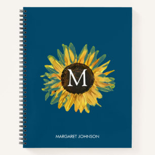 Personalized Monogram Rustic Sunflower Notebook