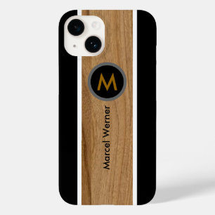Personalized Monogram Rustic Wood Black Case-Mate iPhone 14 Case
