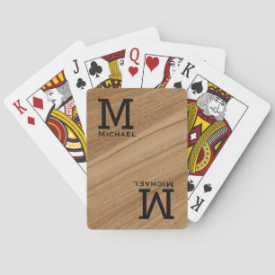 Personalized Monogram Rustic Wood Poker Player Playing Cards