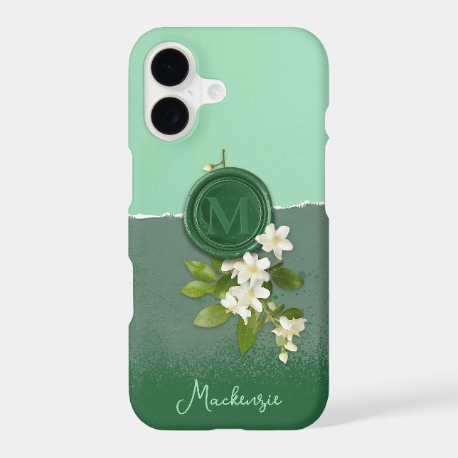 Personalized Monogram | Sage Green Floral Faux Wax (Back)