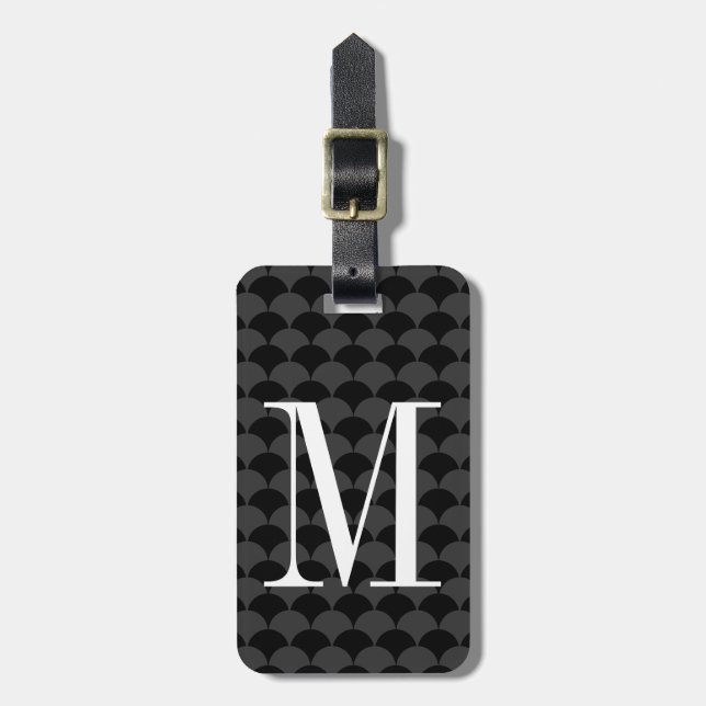 Personalized monogram scallop pattern luggage tag (Front Vertical)