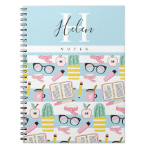 Personalized Monogram School Girl Cheerful Noteboo