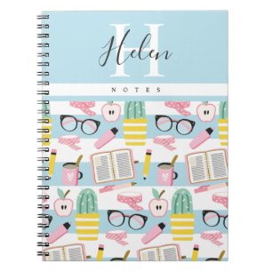 Personalized Monogram School Girl Cheerful Noteboo Notebook