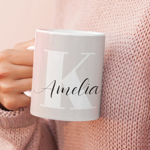 Personalized Monogram Script Boho Taupe Coffee Mug