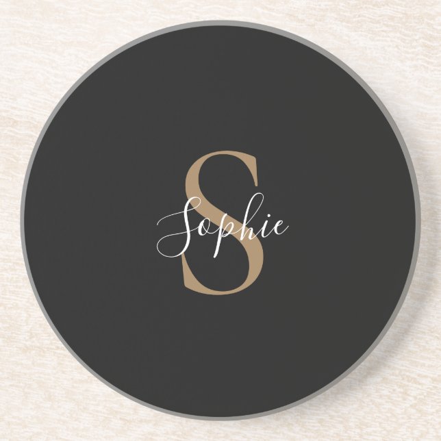 Personalized Monogram Script Elegant Customized  Coaster (Front)