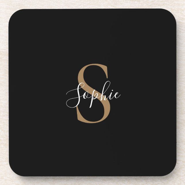 Personalized Monogram Script Elegant Customized  Coaster (Front)