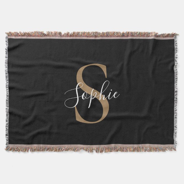 Personalized Monogram Script Elegant Customized  Throw Blanket (Front)