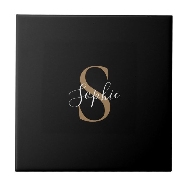 Personalized Monogram Script Elegant Customized  Tile (Front)
