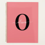Personalized Monogram Script Name Black White Pink Planner<br><div class="desc">This elegant monogram and stylish script name design can be given as a gift for a birthday, Mother's Day or any occasion. It can be personalized with the person's initial and name. You can change the font, font colour, font size and background colour using the Design Tool. The font size...</div>