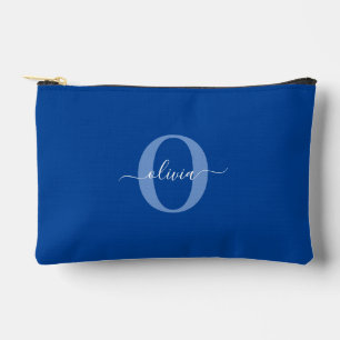 Personalized Monogram Script Name Blue White Accessory Pouch