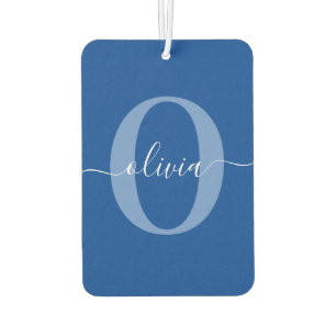 Personalized Monogram Script Name Blue White Air Freshener