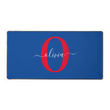 Personalized Monogram Script Name Blue White Red