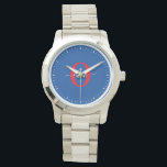 Personalized Monogram Script Name Blue White Red Watch<br><div class="desc">This elegant monogram and stylish script name design can be given as a gift for a birthday, wedding, bridal shower, anniversary, Mother's Day or any occasion. It can be personalized with the person's initial and name. You can change the font, font colour, font size and background colour using the Design...</div>