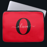 Personalized Monogram Script Name Red Black White Laptop Sleeve<br><div class="desc">This elegant monogram and stylish script name design can be given as a gift for a birthday, wedding, bridal shower, anniversary, Mother's Day or any occasion. It can be personalized with the person's initial and name. You can change the font, font colour, font size and background colour using the Design...</div>