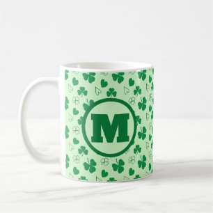 Personalized monogram Shamrock pattern green Mug