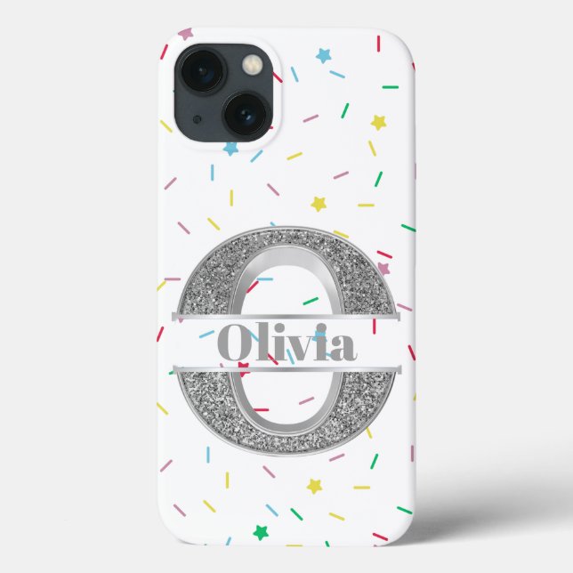 Personalized Monogram Silver Initial O Your Name   Case-Mate iPhone Case (Back)