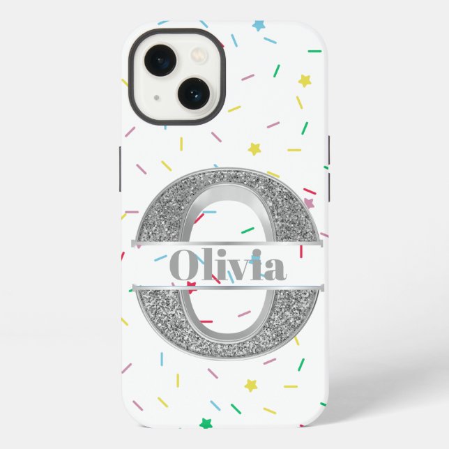 Personalized Monogram Silver Initial O Your Name   iPhone Case (Back)