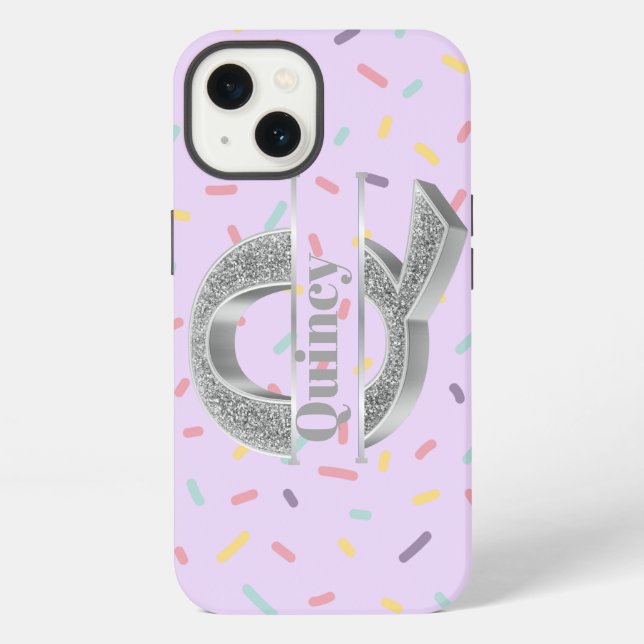 Personalized Monogram Silver Initial Q Your Name   iPhone Case (Back)