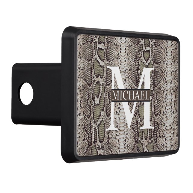 Personalized Monogram Snake Skin Animal Print Trailer Hitch Cover (Right)