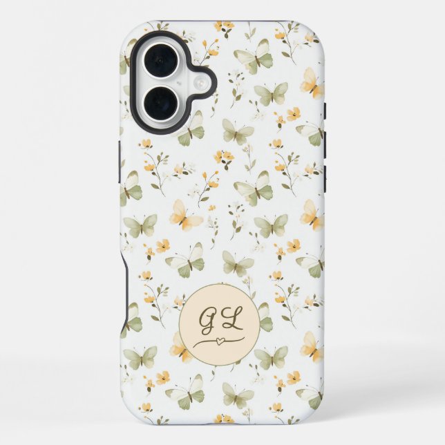 Personalized Monogram Spring Butterfly iPhone Case (Back)