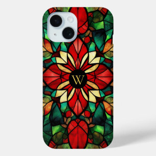 Personalized Monogram Stained Glass Christmas  iPhone 15 Case