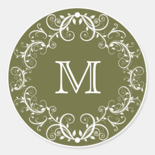 Personalized Monogram Stickers Floral Green