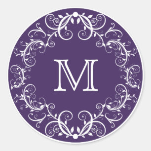 Personalized Monogram Stickers Floral Purple