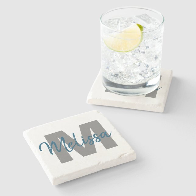 Personalized Monogram Stone Coaster (Side)