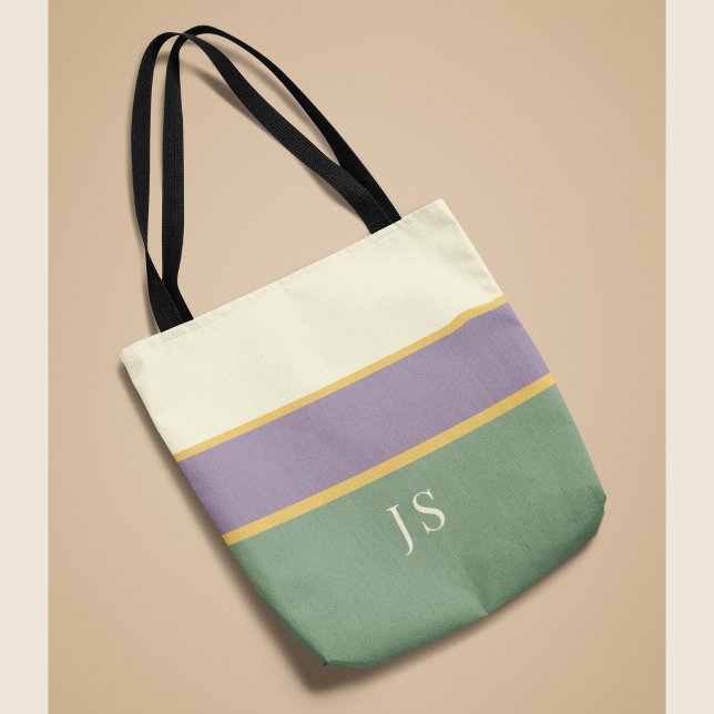 Personalized Monogram Striped Elegant Tote Bag  (Creator Uploaded)
