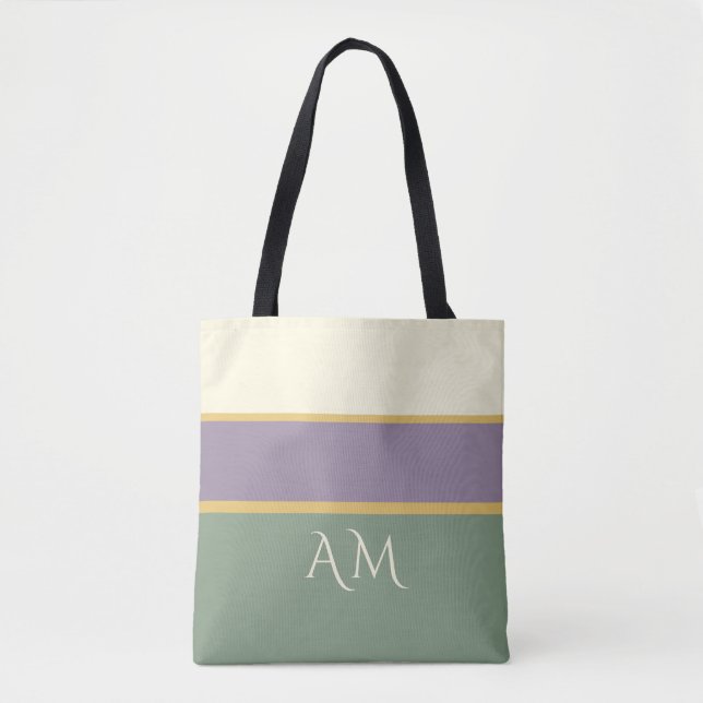 Personalized Monogram Striped Premium Tote Bag  (Front)