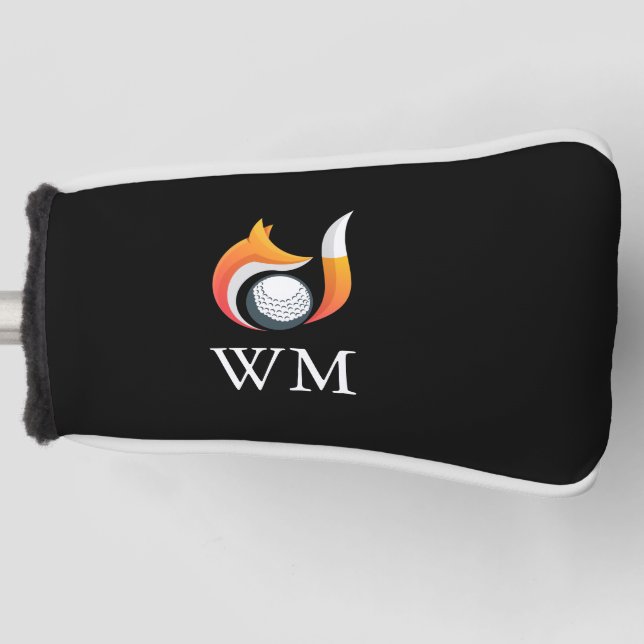 Personalized Monogram Stylish Fox And Ball  Golf Head Cover (Front)