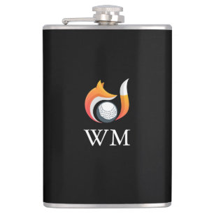Personalized Monogram Stylish Fox And Golf Ball Hip Flask