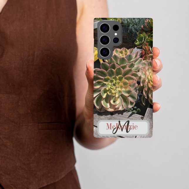 Personalized Monogram Succulent Garden Oceanside  Samsung Galaxy S22 Ultra Case (Creator Uploaded)