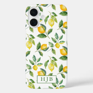 Personalized Monogram Summer Lemons iPhone 16 Case