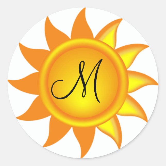 Personalized Monogram Sun Beach Stickers (Front)