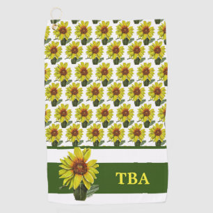 Personalized Monogram Sunflower Golf Towel