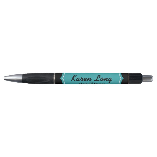 Personalized Monogram Teal Blue Writing Pen Gift (Front)