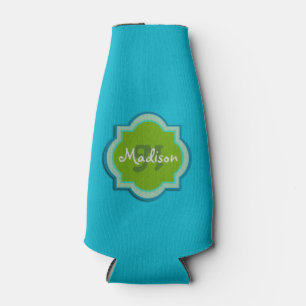 Personalized Monogram Teal Bottle Cooler