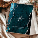 Personalized Monogram Teal Silver Agate 2025 Planner<br><div class="desc">This elegant 2025 planner features a teal blue watercolor agate design trimmed with silver faux glitter. Personalize it with her monogram initials in trendy silver grey script lettering,  along with her name and the year in sans serif font.</div>