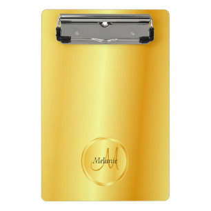 Personalized Monogram Template Gold Look Elegant Mini Clipboard