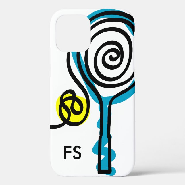 Personalized monogram tennis racket and ball Case-Mate iPhone case (Back)